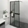 Black 39.4x76.8 Walk-in Shower Wall with Shelf - ESG Glass & Aluminum Design 2