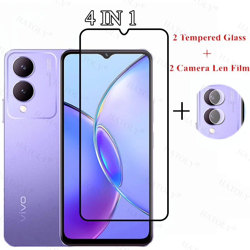 

Закаленное стекло с полным покрытием для Vivo Y17S, защита экрана, пленка для объектива камеры для Vivo Y17S, Y17 S, стекло для Vivo Y17S, стекло 6,56 дюйма