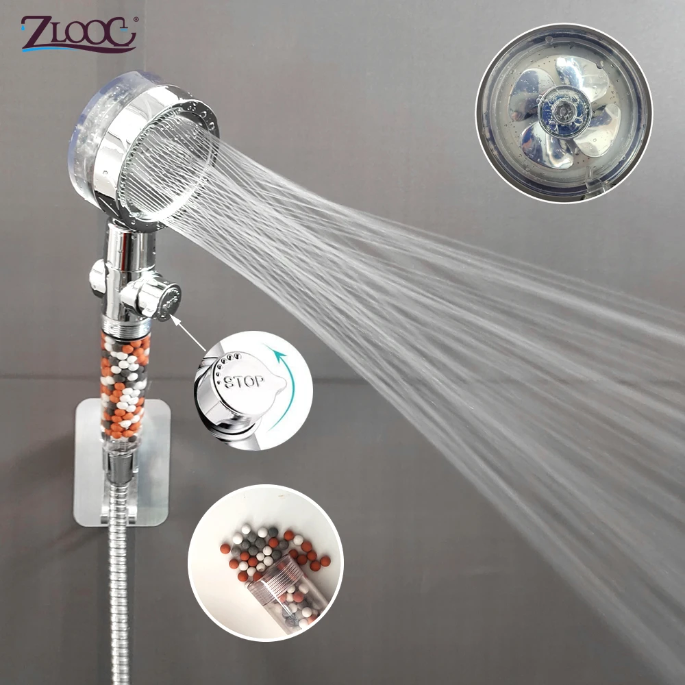 Shower Head with Small Fan 360 Degrees Rotating Strong Pressurization