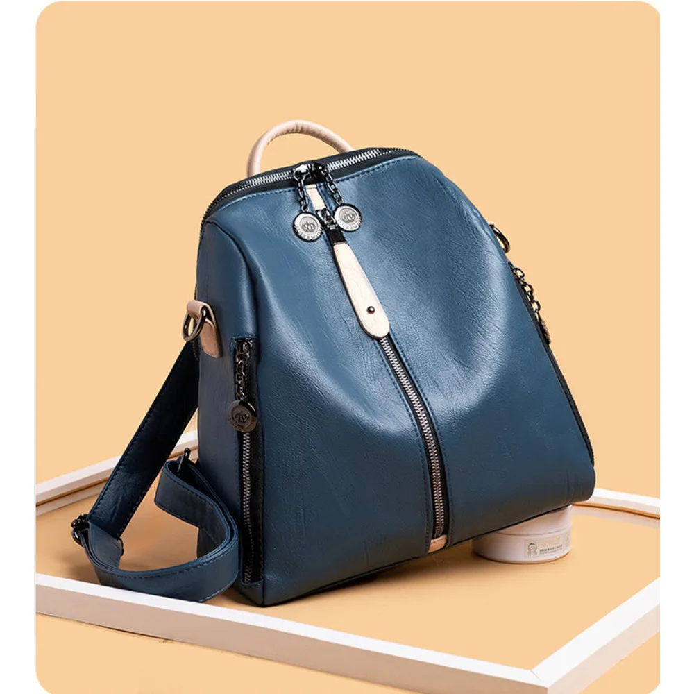 2024 Spring/Summer New Trendy Korean Edition Fashion Multi functional Soft Leather Backpack Large Capacity Women's Travel Bag_desvips.com