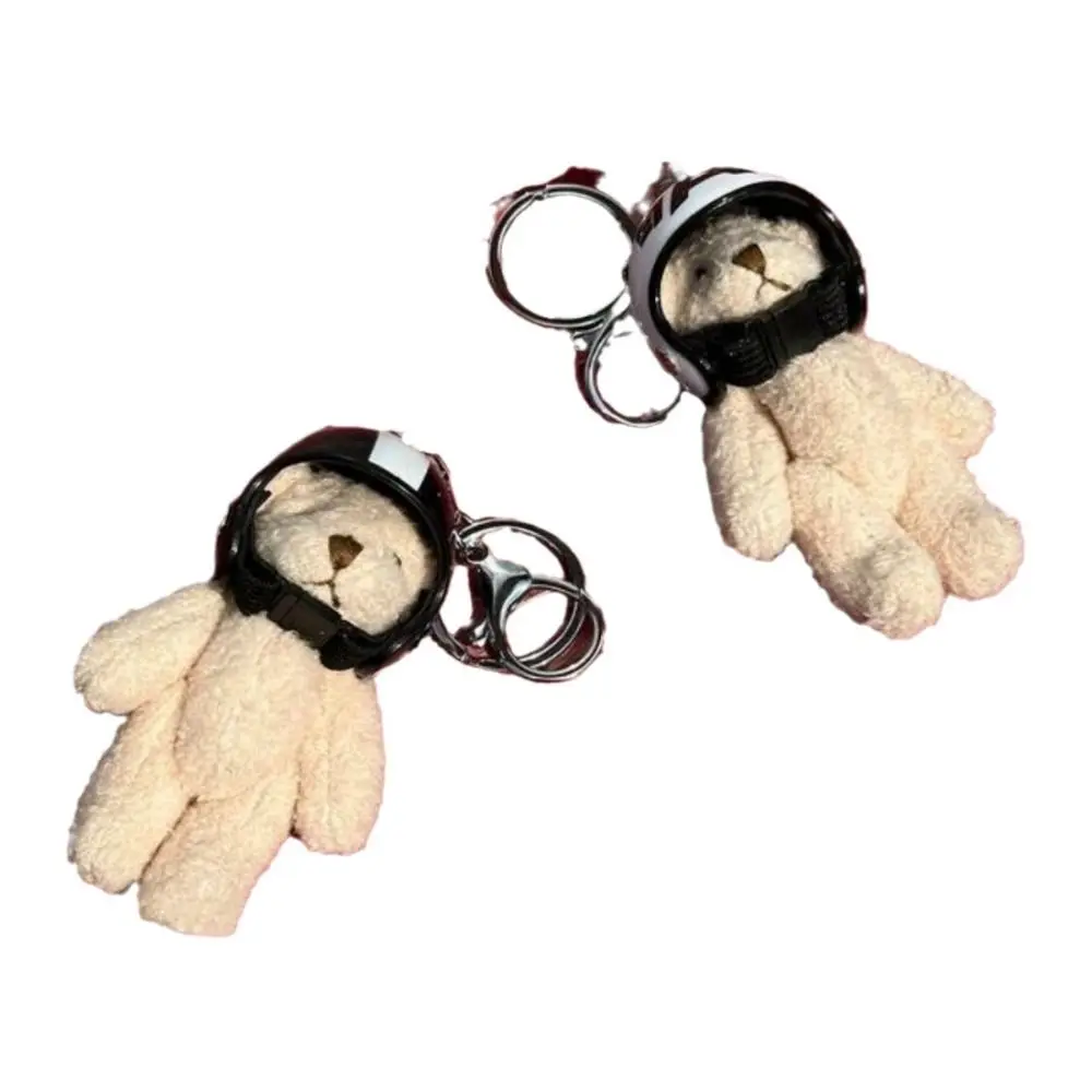 Unique The Four Limbs Moves Helmeted Bear Keychains Key Buckle Korean Style Plush Key Chain Bag Pendant Cartoon Design Children