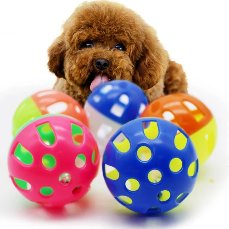 

Игрушка-мяч для кошек с колокольчиком Jingle внутри, красочный полая вращающаяся Колокольчик для детской привлекательной игрушки для домашних животных