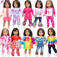 Vêtements de poupée pour fille de 18 pouces, pantalons en jean, ensemble de vêtements de poupée, manteau, robe rose, cadeau du nouvel an 6