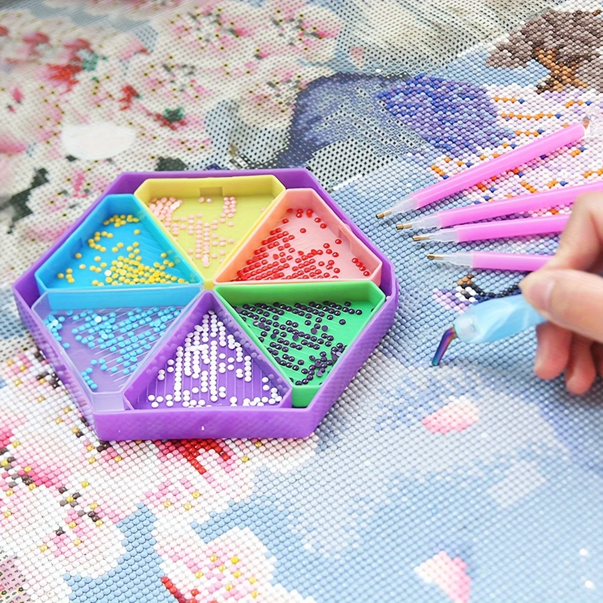 1pc Hexagon Palette Diamond Painting Accessory Tray Kits Large Capacity Plate Tool Pen Nail Art Beading Plates Cross Stitch