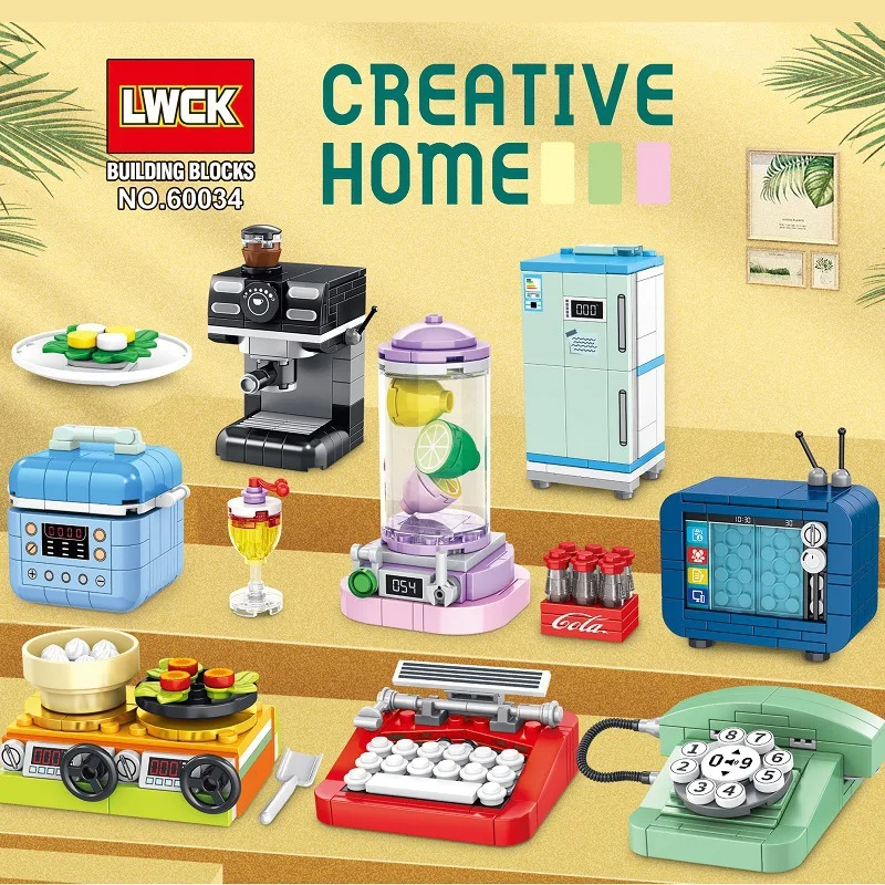 

Mini Retro Home Appliance Model Building Blocks TV Coffee Machine Electrical Assembly Ornaments Bricks Toys for Boys Girls Gifs