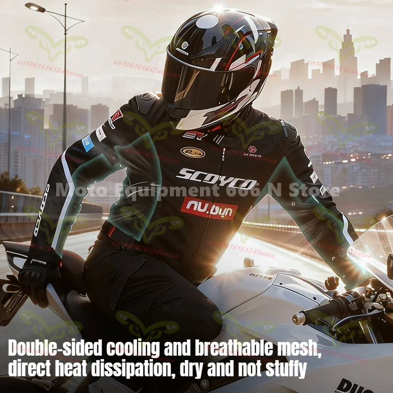 Scoyco 오토바이 라이딩 슈트 남성용 봄 여름 메쉬 통기성 오토바이 가죽 자켓 올 시즌 유니버설 여성용