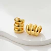 Manchette d'oreille plaquée or carillon pour femme, 3 couches, clip sans piercing, boucles d'oreilles sur les grimpeurs, boucle d'oreille faux cartilage, cadeau de clips