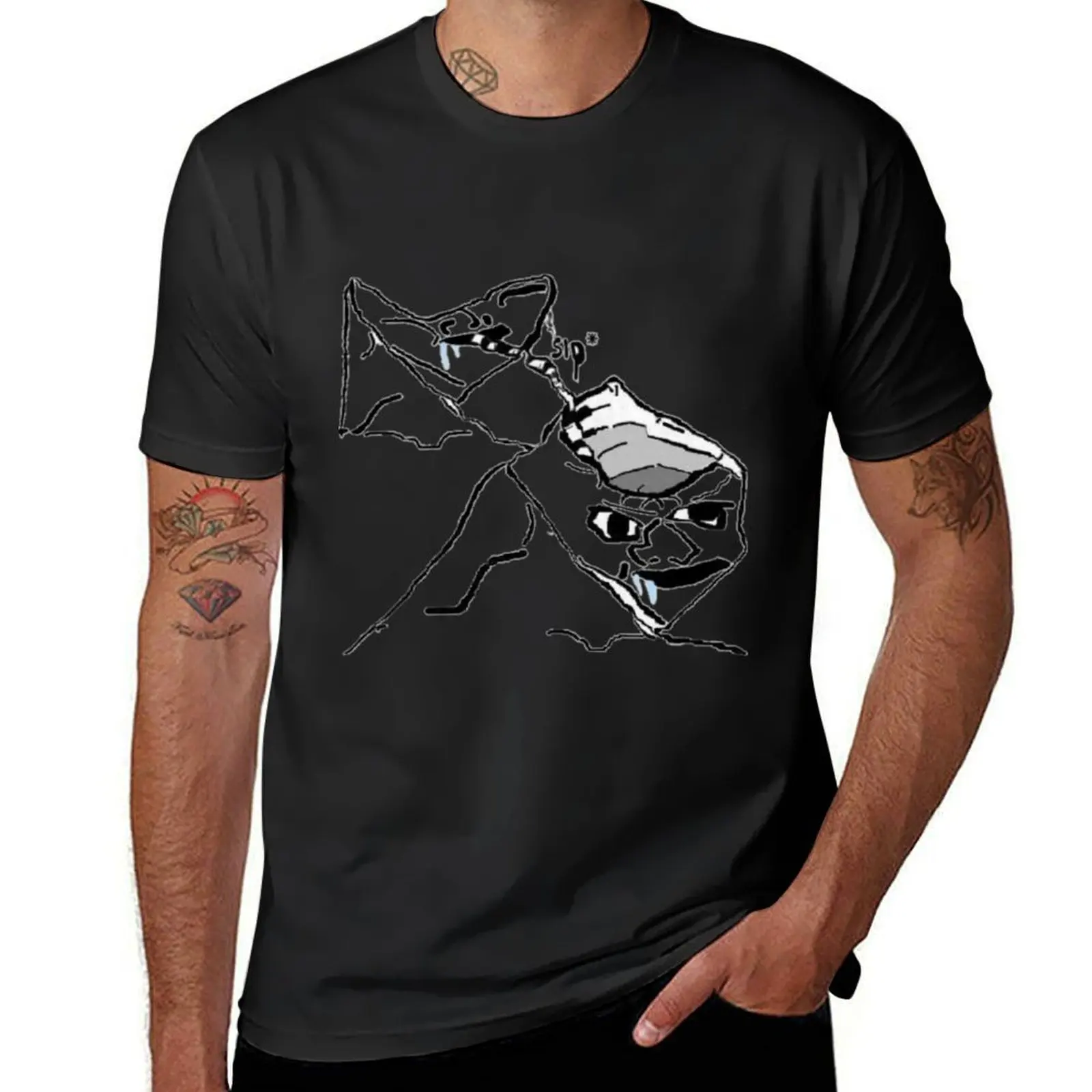 

Wojak Brainlet Sip T-Shirt sports fans vintage plain anime heavyweight t shirts for men