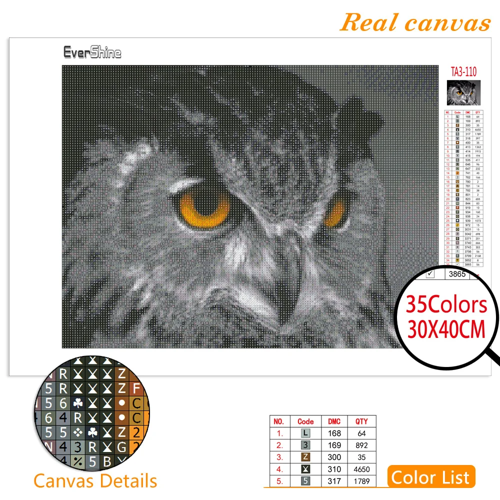 EverShine 5D Diamond Painting Owl s Full Square Cross Stitch Diamond Embroidery Animal Rhinestones Picture Home Decor