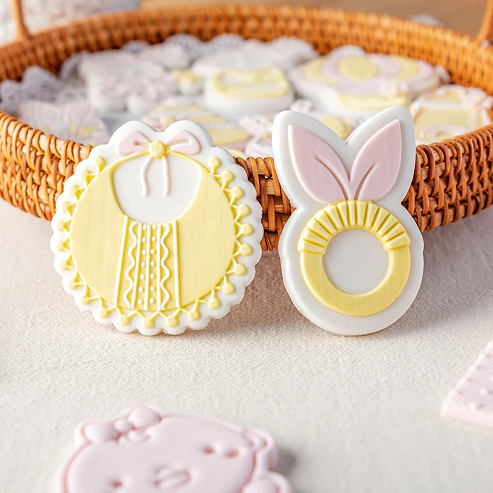 Girl Baby Shower Cake Decorating Tools Cookie Stamp Embosser Biscuit Cutter Fondant Sugarcraft Cookie Cutters Mold Cake Mould cookie cutter baking mold cookie mould cookie printing mold fondant cutter baking decorating tools cookie maker press kit cake lace mold pastry cutter