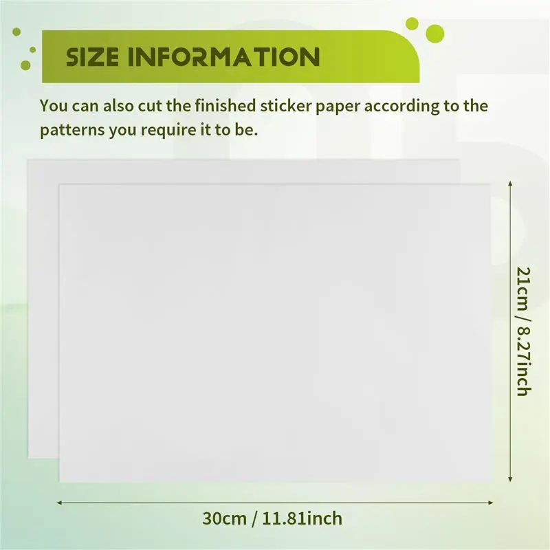 AB97-25 시트 프린터블 비닐 스티커 용지 자가 접착 방수 무광 흰색 인쇄 용지, 잉크젯 프린터용