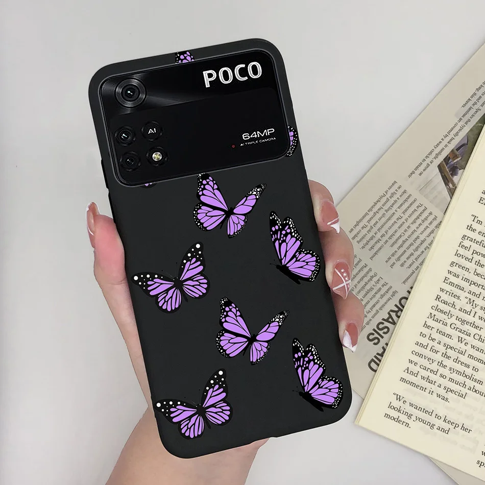 Charming Heart & Butterfly Floral Soft Silicone Matte Protective Phone Case