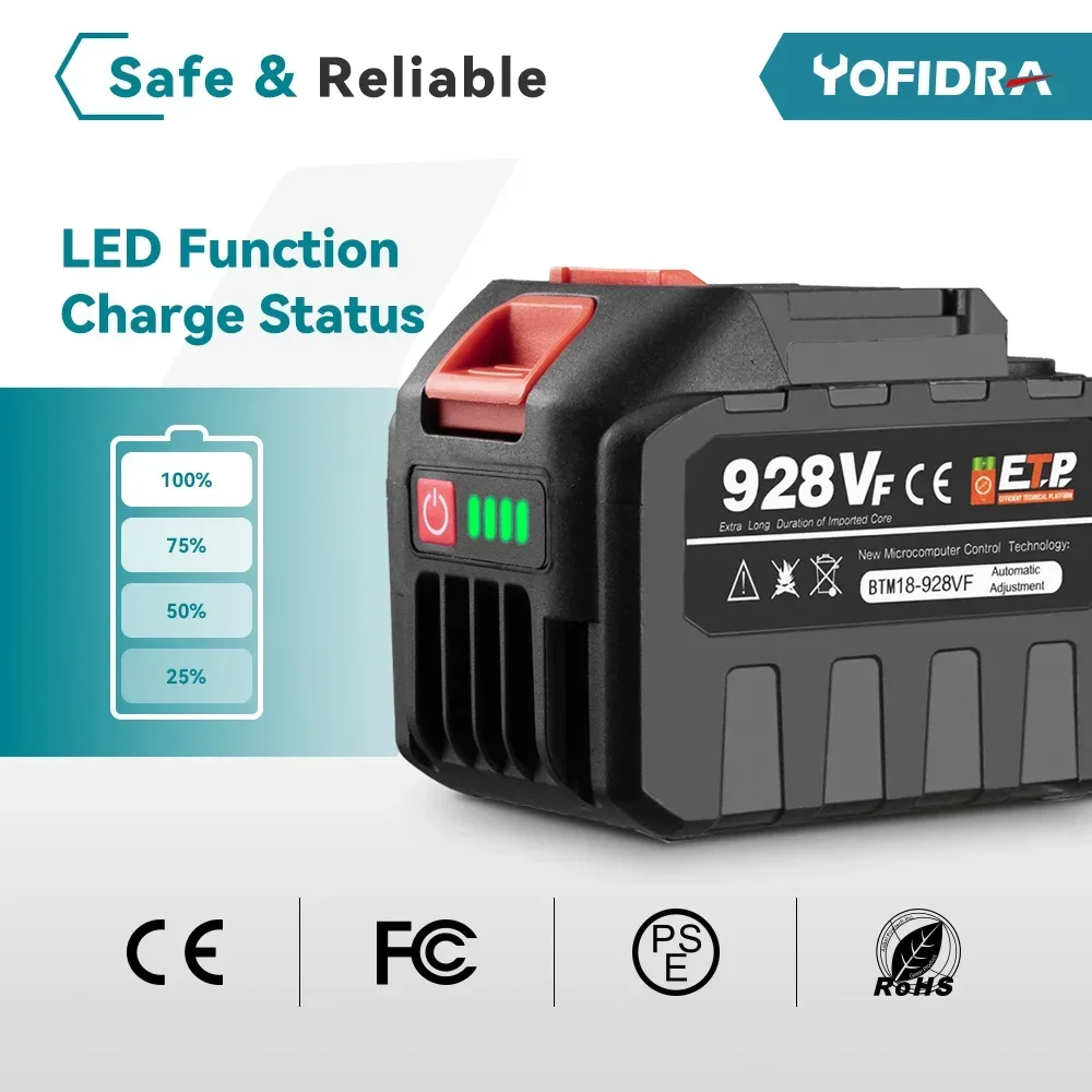 Yofidra 388VF Battery Rechargeable 22500mah 15000mah Lithium Ion Battery 928VF Li-ion Battery For Makita Electric Power Tool 5