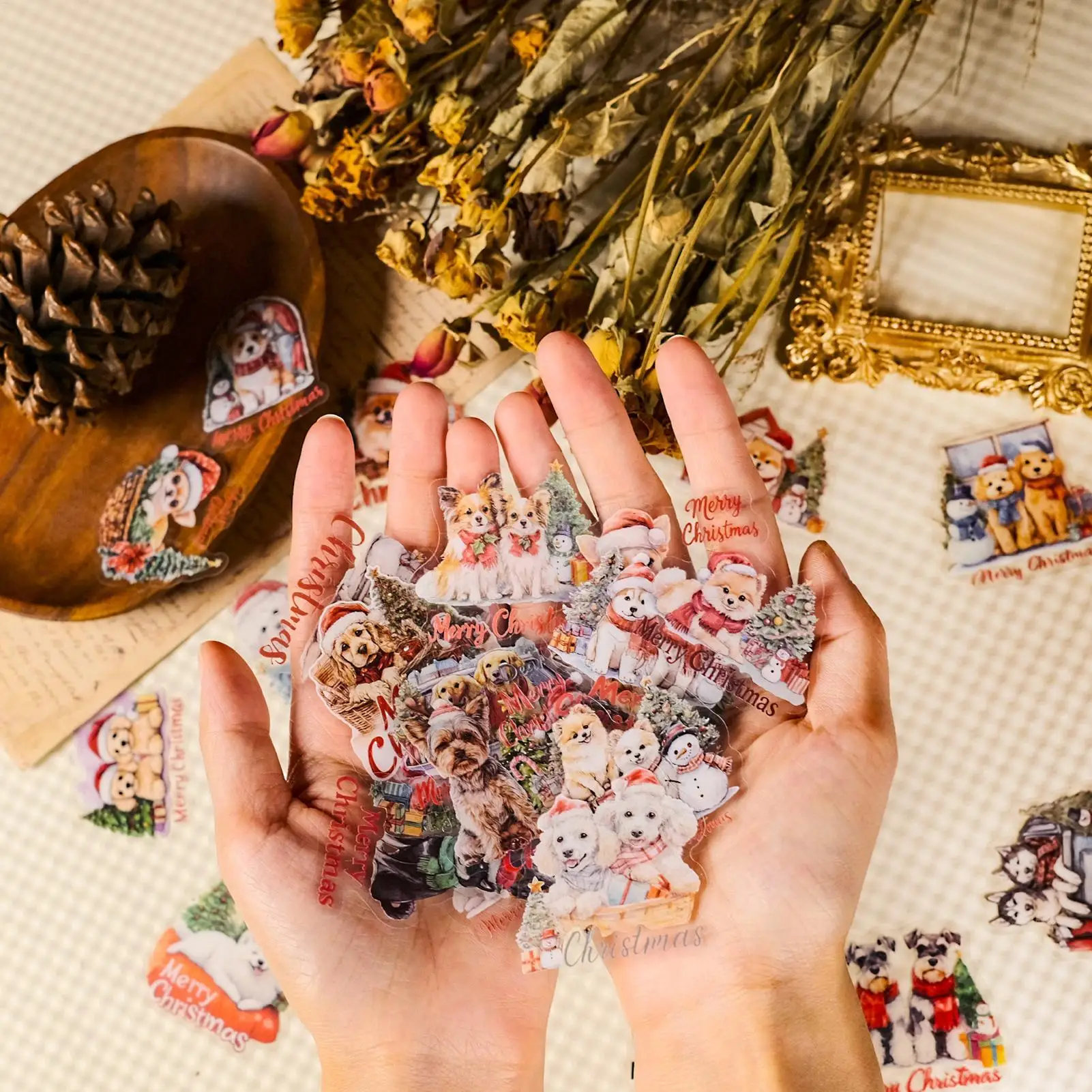 Christmas Craft Stickers 56 Pieces Dog Theme Decor Art Supplies Christmas Theme Stickers For Phone Case Scrapbook Indoor Outdoor