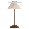 Portable LED Desk Lamp Wood Base Small Table Lamp Fabric Shade Dimmable Touch Lamp Rechargeable for Living Room Dorm Home Office 6
