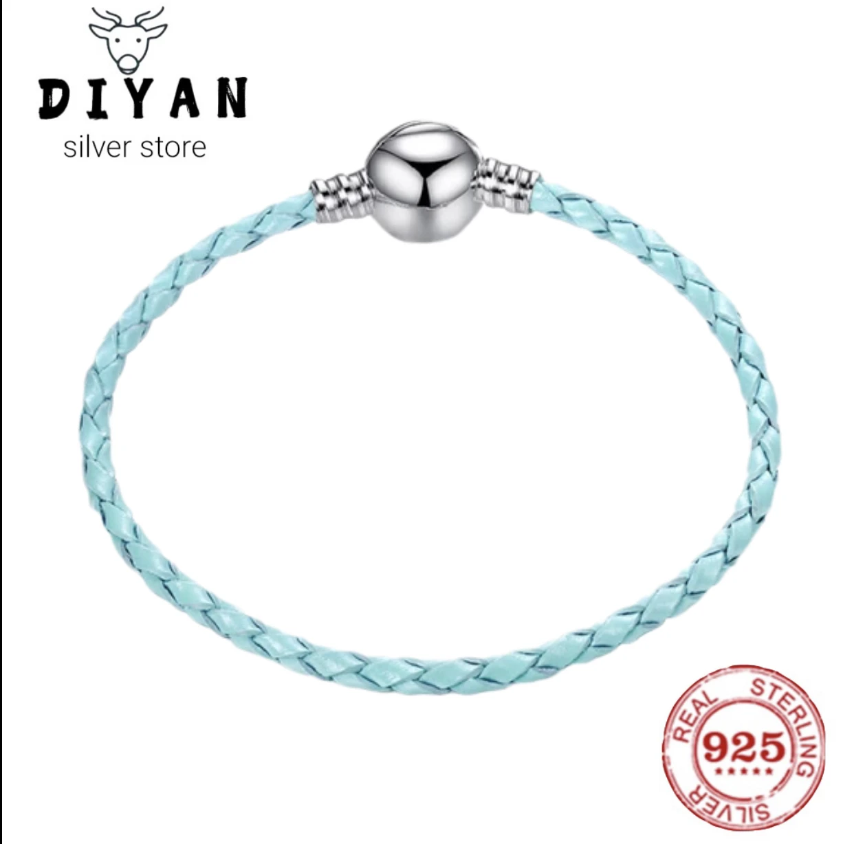 Hot selling 925% Sterling Silver Fitted original exquisite elegant leather women's bracelet party birthday charm jewelry gift