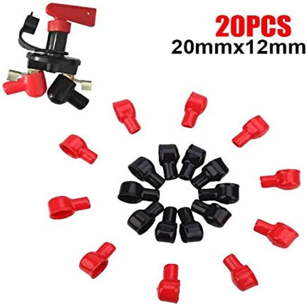 

20PCS Battery Terminal Cover Boots Insulating Protective Lug Caps For Car Marine Commercial Power Sports 12x20mm