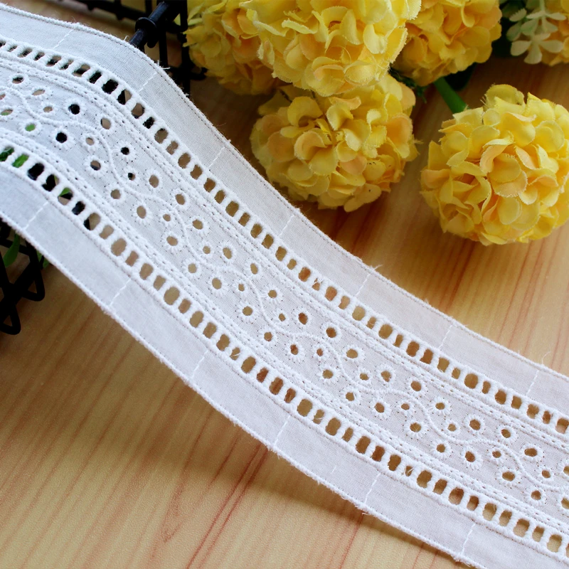 자수 레이스 재봉 리본, 기퓌르 트림, DIY 인형 의류 액세서리, 레이스 에지, 100% 면, 너비 6cm