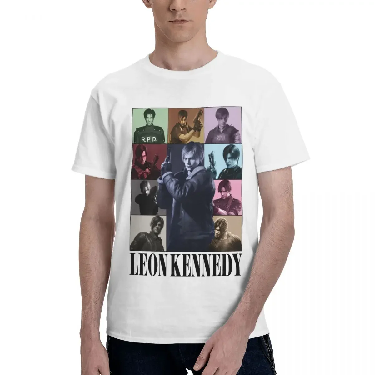 

Футболка оверсайз с графическим принтом из игры Leon S Kennedy, футболки с круглым вырезом для мужчин и женщин, Мужская футболка, топы с коротким рукавом