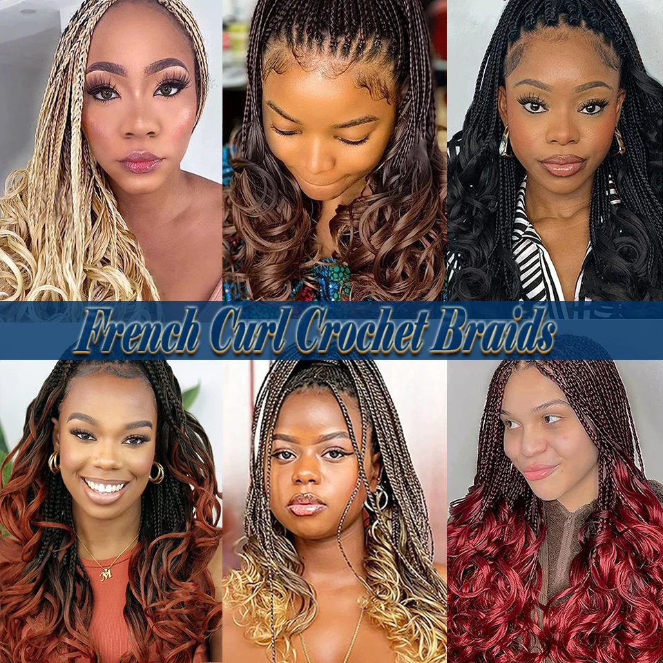French Curl Crochet Braids 14 Inch Kid-Friendly Goddess Box Braids with Bouncy Curly Ends French Curls Braiding Hair for Women 5