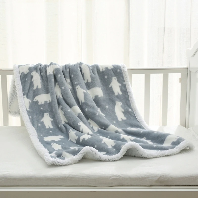 

Winter Warm Cartoon Baby Blanket Thickened Flannel Fleece Swaddles Blanket Shower Gift for Infant Toddlers 75x100cm