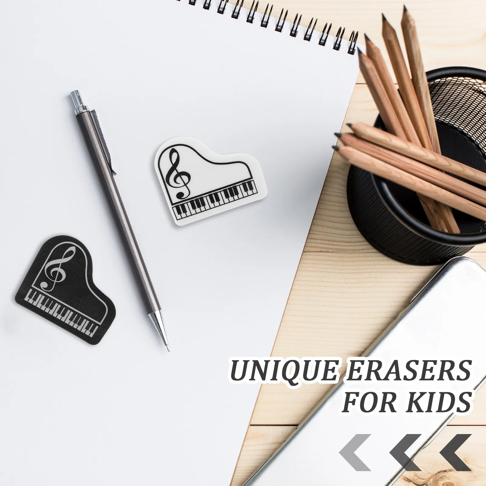10Pcs 사랑스러운 피아노 지우개 어린이를위한 작은 경량 지우개 어린이 연필 자국 지우기 교실 책상 장식 공예