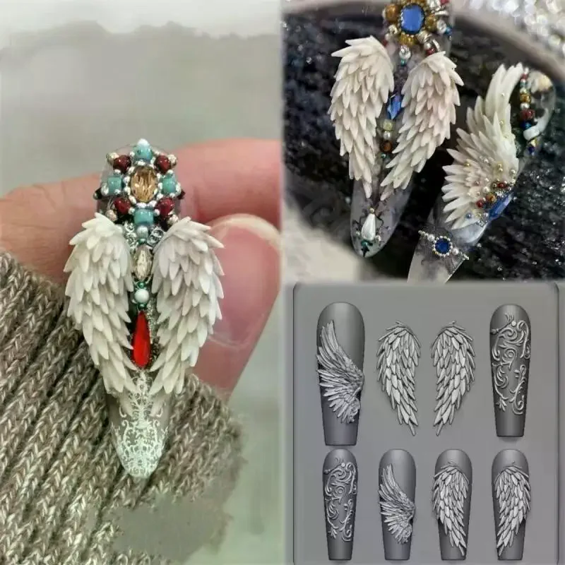 3D 실리콘 네일 몰드 꽃 리본 나비 네일 템플릿 투명 몰드 DIY 네일 아트 데코 스탬핑 플레이트 매니큐어 도구