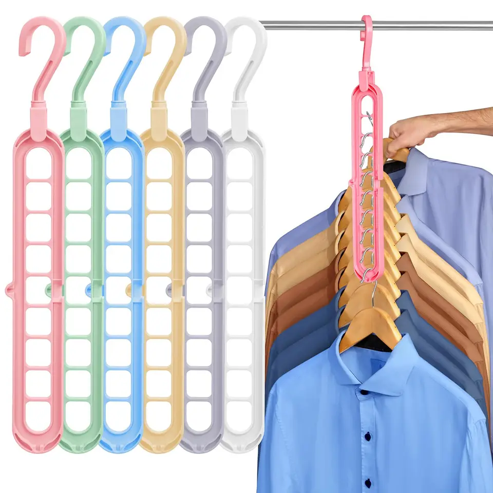 Lot De 10 Cintres Gain De Place - Organisateur Placard | 5 Trous En Cascade | Gain D'espace Maximal - 7