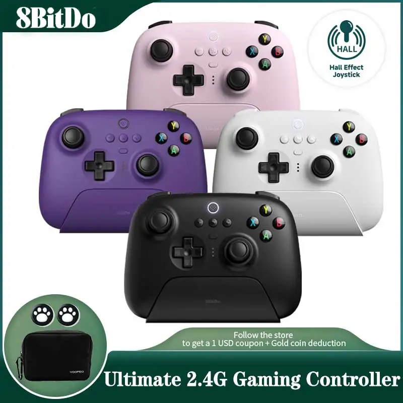  8Bitdo Ultimate 2.4G Wireless Controller, Hall Effect Joystick  Update, Gaming Controller with Charging Dock for PC, Android, Steam Deck &  Apple (Purple) : Video Games