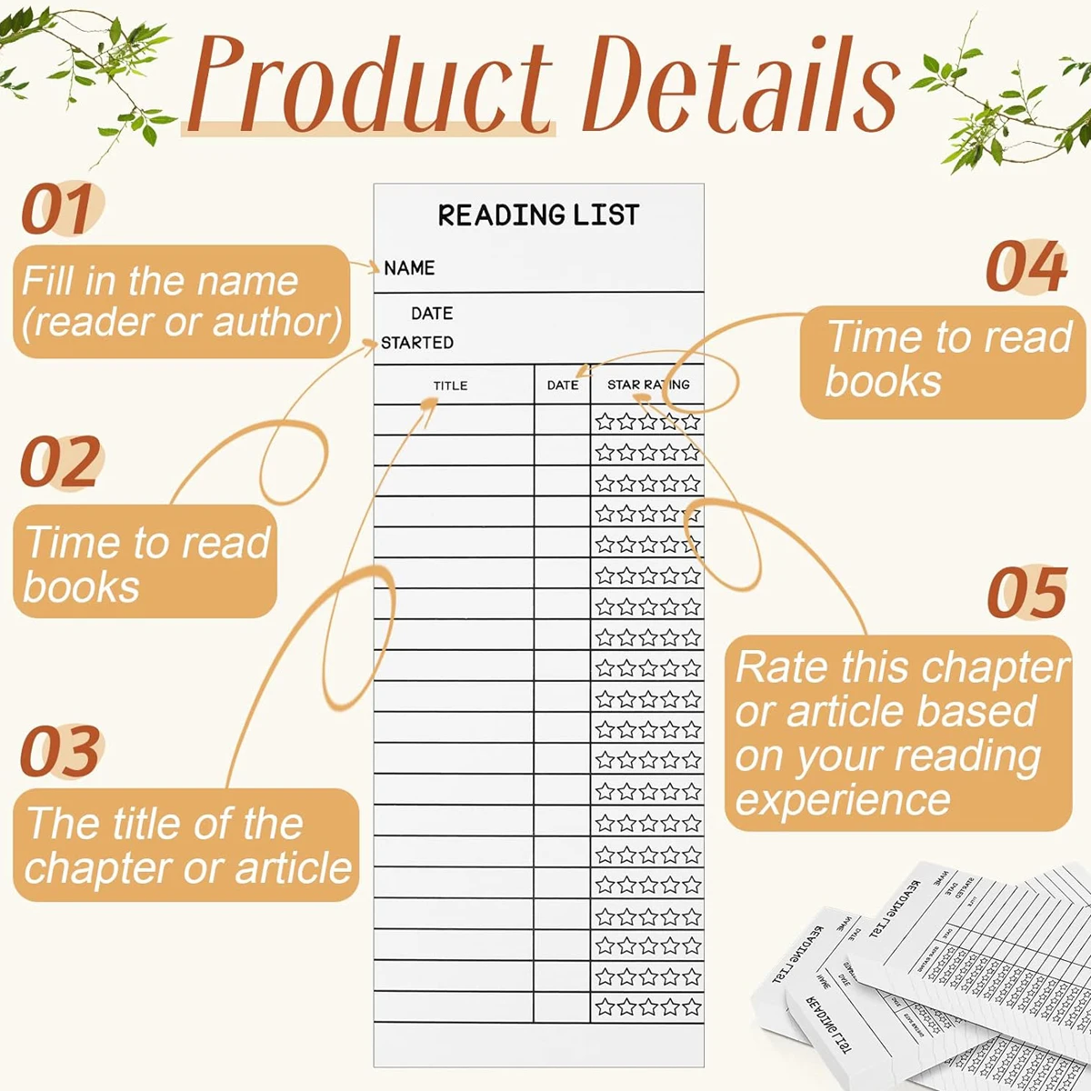 50pcs reading list bookmarks, reading log bookmarks, gifts and literary supplies for reading lovers 3