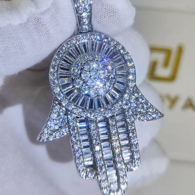 Collana Uomo Hamsa Mano Di Fatima - Ciondolo In Lega Di Zinco Con Catena Intrecciata 24"