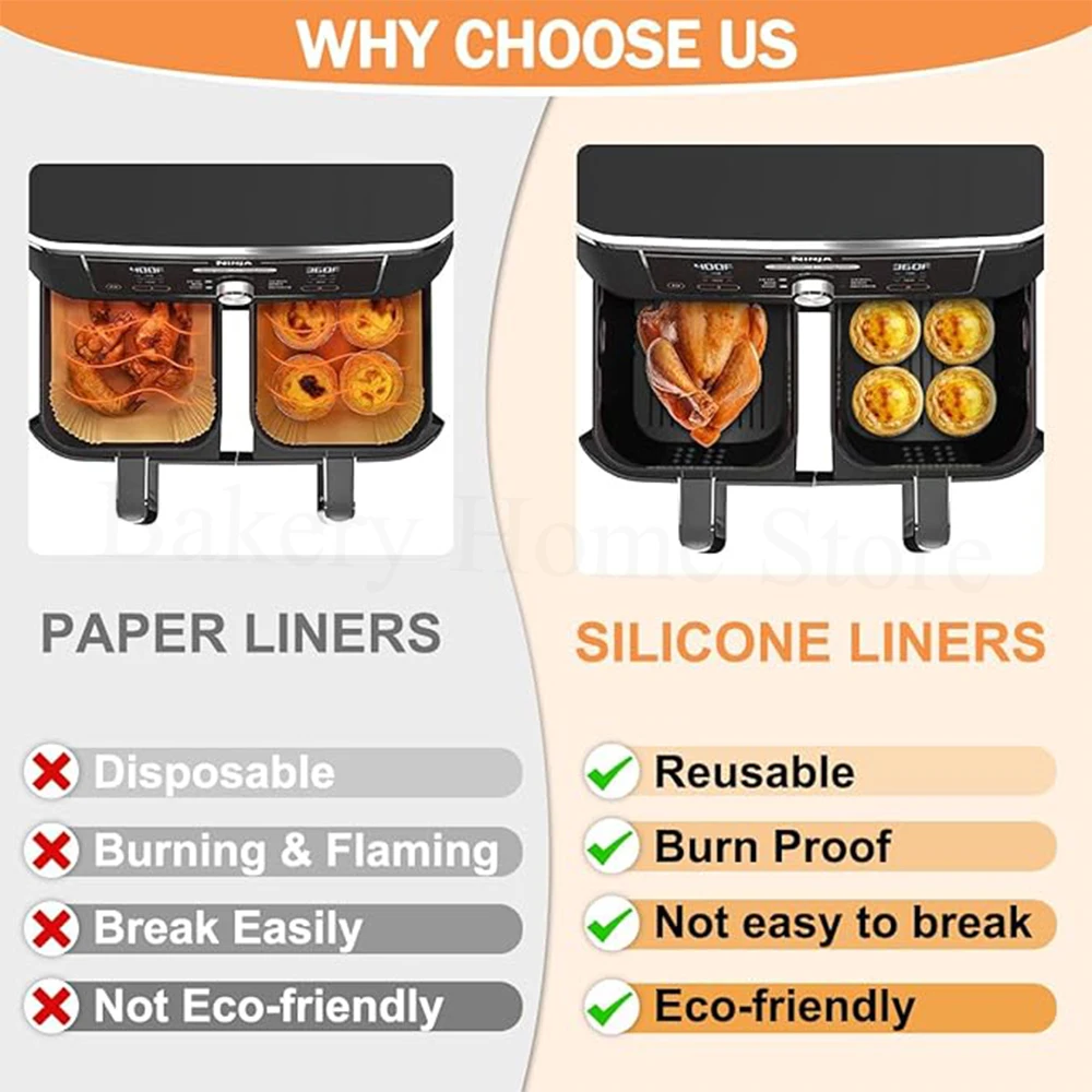 Air Fryer Liners for Ninjia SL400 SL401 Reusable Air Fryer Silicone Pot for Ninja Double Stack XL Baking Accessories air fryer liners air fryer accessories air fryer silicone tray
