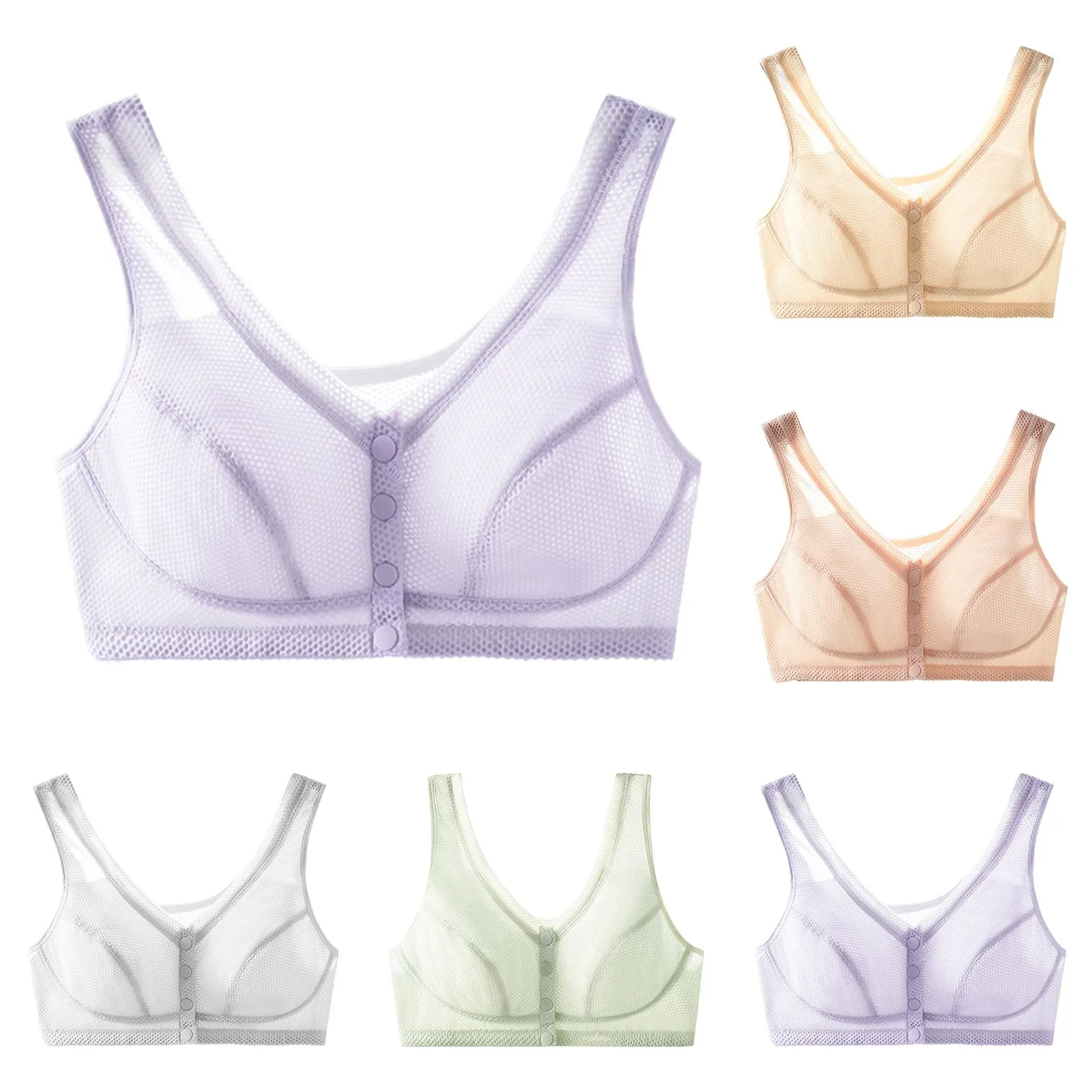 

Women's Comfortable Ice Silk Traceless Summer Thin Front Button Bra Without Womens Sports Bras Workout Sports Bras for Women