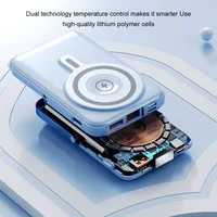 10000mAh Magnetic Power Bank Portable Wireless Charger With Cable Fast Charging External Battery Stand For iPhone 16 15 5