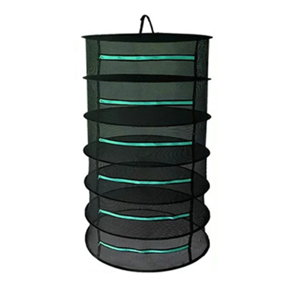 8 Layer Drying Net For Herb Fish Hanging Basket Folding Dry Rack Herb Dryer Bag Stainless Steel+Mesh Cloth 4