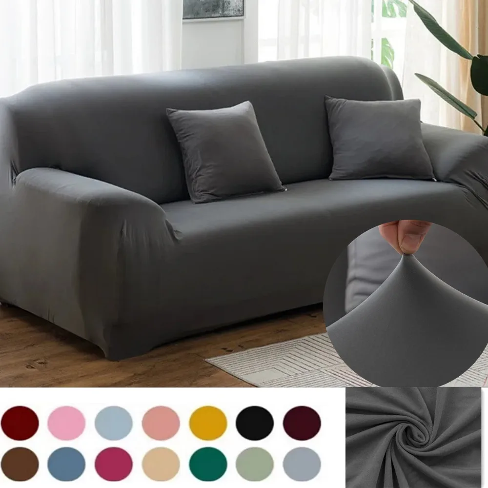 Sofa Cover Chair Cover Furniture Cover Elastic Solid Color For Living Room L Shaped Sectional Corner Slipcovers 1/2/3/4 Seater