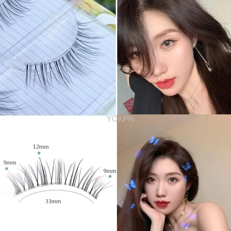 Yokpn Spikey False Eye Lashes Ʈ ڿ Ӵ Clear Band Ake 3D  Ӵ Glimmer Beginner Makeup Manga Lashes