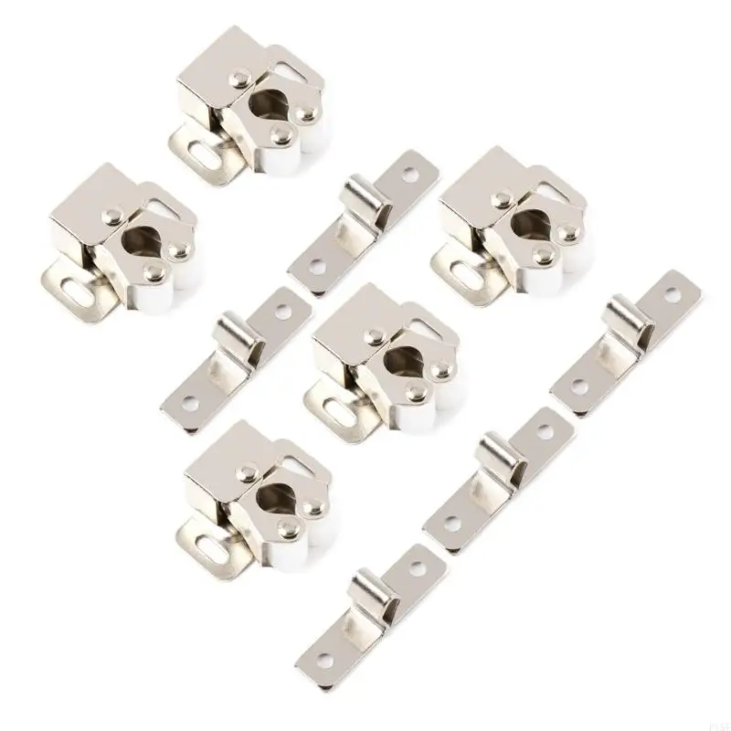 P15F Set of 5 Cupboard Cabinet Door Catches Twin Roller Closet Catch Double Roller