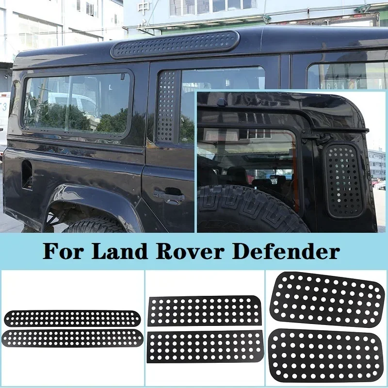 

For Land Rover Defender 90 110 130 2004-2018 Alloy Black Car Rear Roof Door Side Window Glass Protection Panel Car Accessories