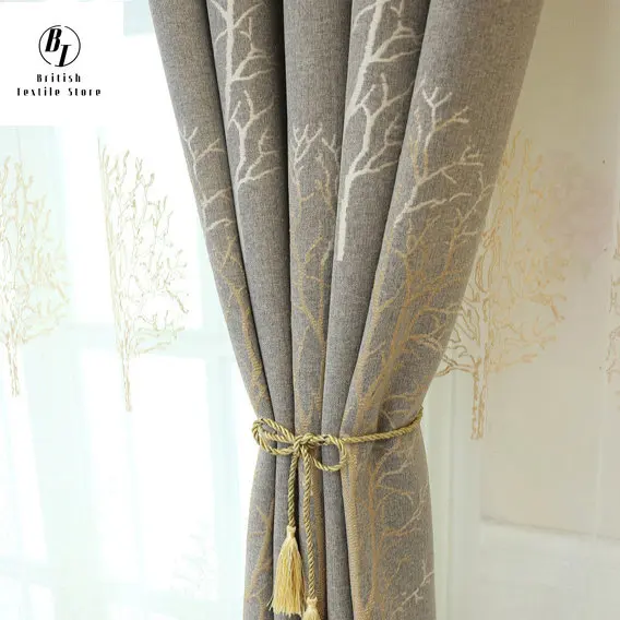 Modern Curtains for Living Room Bedroom Dining Luxury Minimalist Jacquard Fabric Flannel Blackout Window Drapes Custom Size