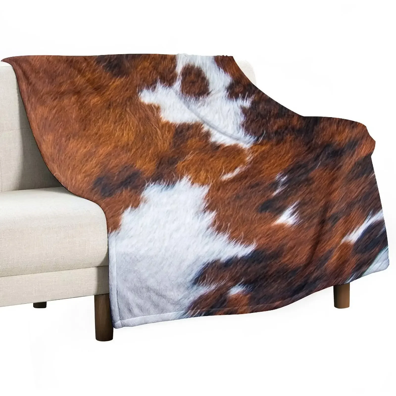 

Rustic brown cowhide, animal skin pattern Throw Blanket warm for winter Thin sofa bed Blankets