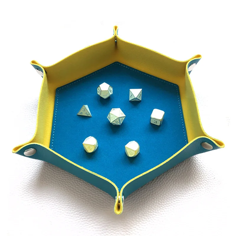 Bescon Hexagon Folding PU Leather and Velvet Dice Tray, Portable Dice Holder for DND, RPG, MTG Dice Gaming D&D Table Games 2