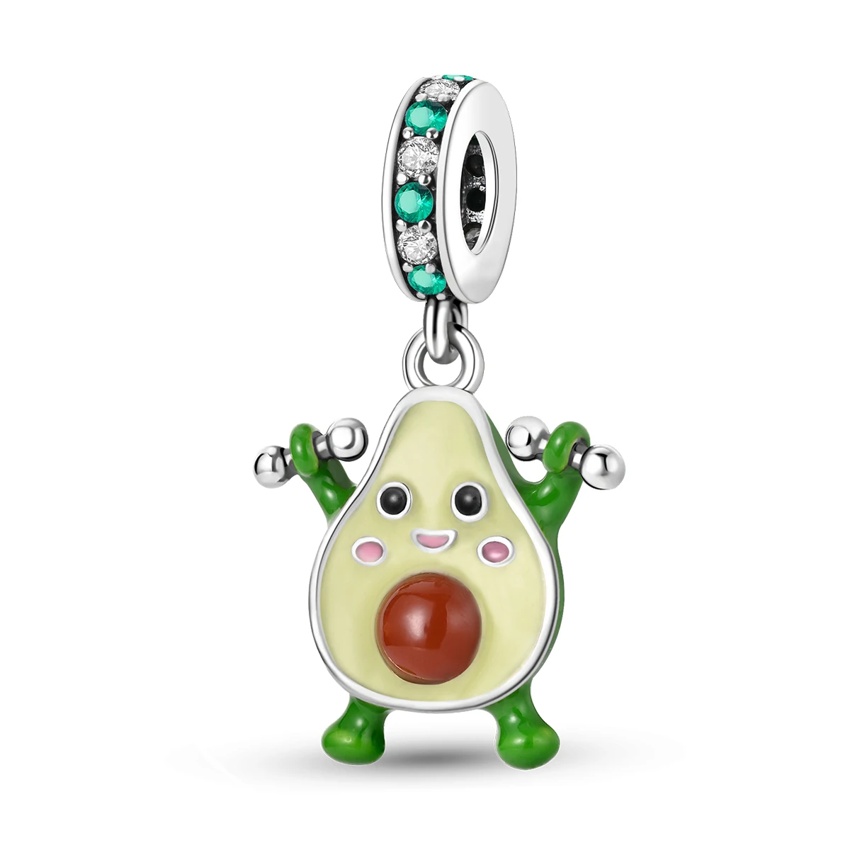 Silver Fruit Charm Bead Pendant - Strawberry, Cherry, Avocado Design