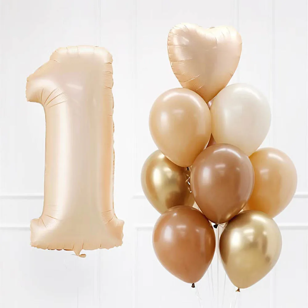 

12pcs/set 40inch Cream White Caramel 1 2 3 4 5 Number Foil Balloo Baby Shower Kids Birthday Party Decors Khaki Cocoa Latex Balls