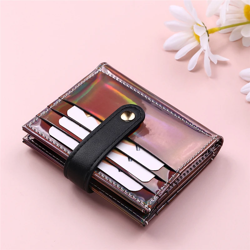 

2022 New Women's Laser Short Wallets Fashion Leather Small Coin Purses Female Money Clip Hasp Clutch Bag Credit Card Holder