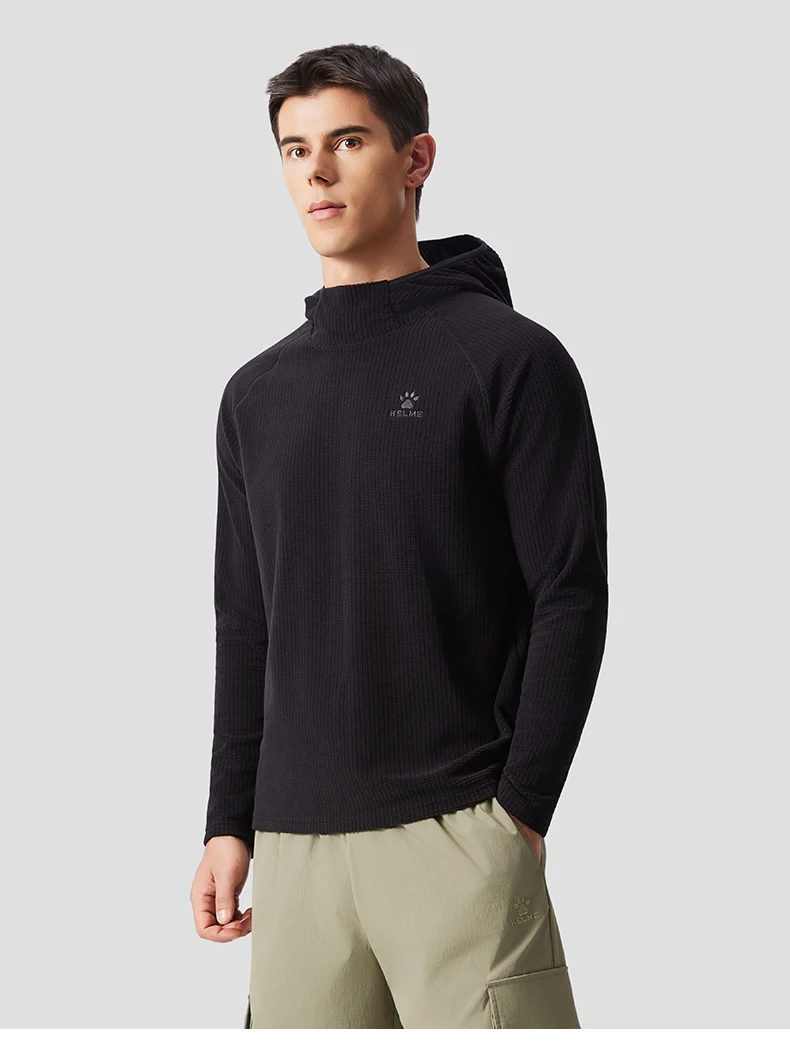 Kelme Herren-Sport-Hoodie, winddichte Outdoor-Jacke, lässiger, langärmliger, warmer Fleece-Pullover zum Laufen – Detail 21