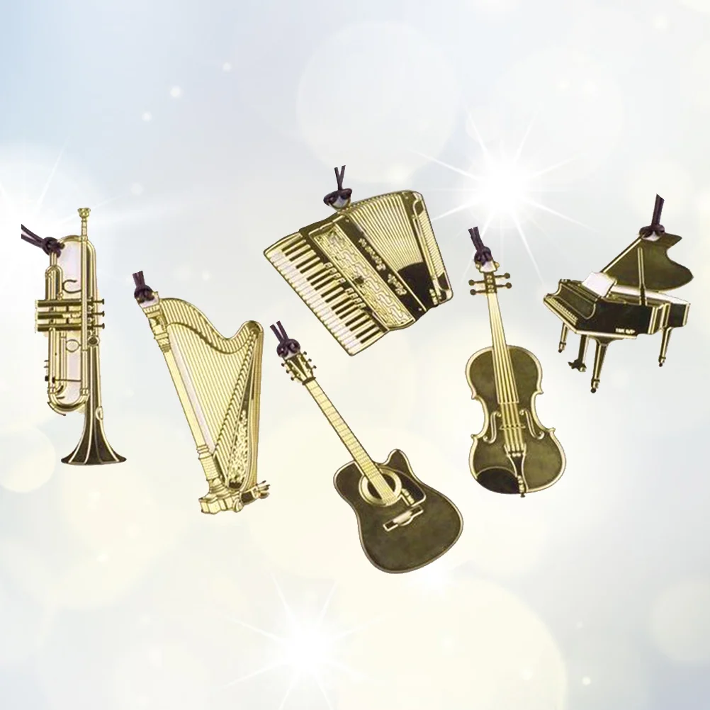 

6pcs Exquisite Western Musical Instrument Creative Bookmarks Vintage Pattern Metal Bookmarks for Stationery Gifts (Mixed
