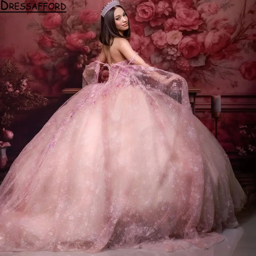 

Pink Quinceanera Dresses 2024 Sweetheart Off Shoulder Princess Sweet 15 16 Years Old Birthday Prom Party Gown Backless Gala Gift