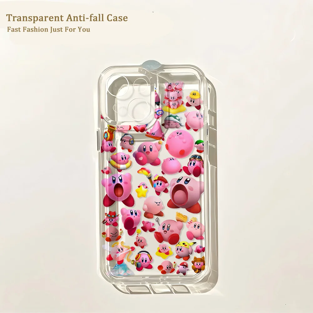 Charming Pink Kirby Transparent Phone Case - Adorable and Stylish Protective Back Cover