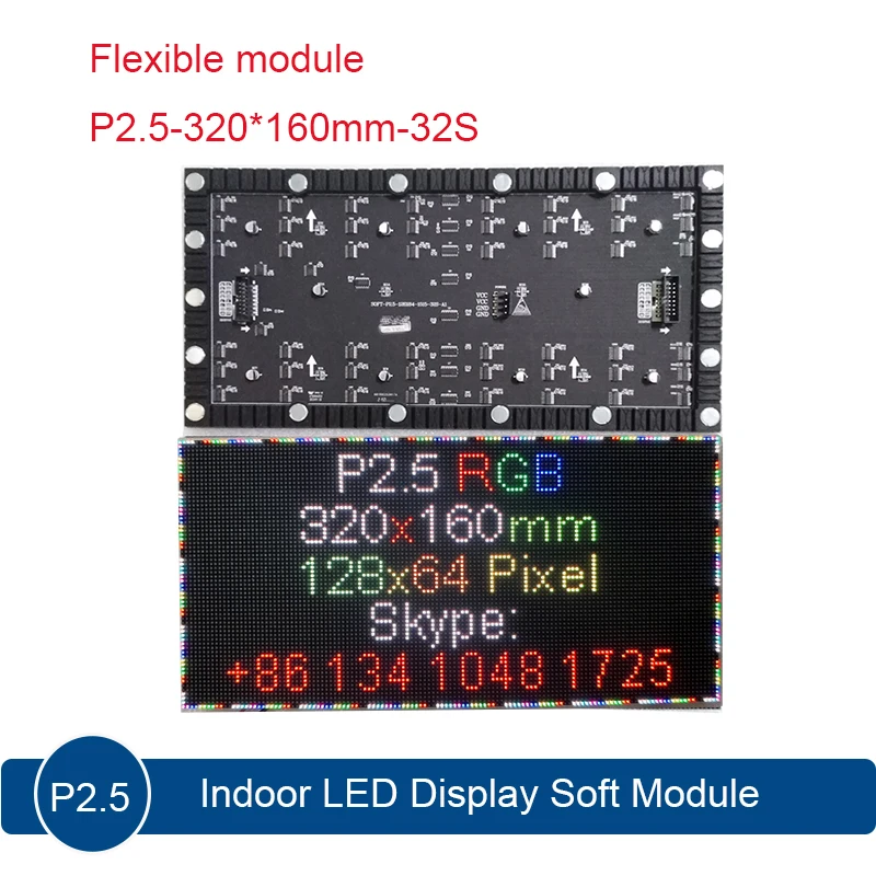 Hot selling P2.5 RGB Flexible video Module 320x160mm 1/32Scan 128*64 pixel,led display curtain flexible module P2 P3 P4 P5 flexible led display curved led module p4 256x128mm full color video advertising panel